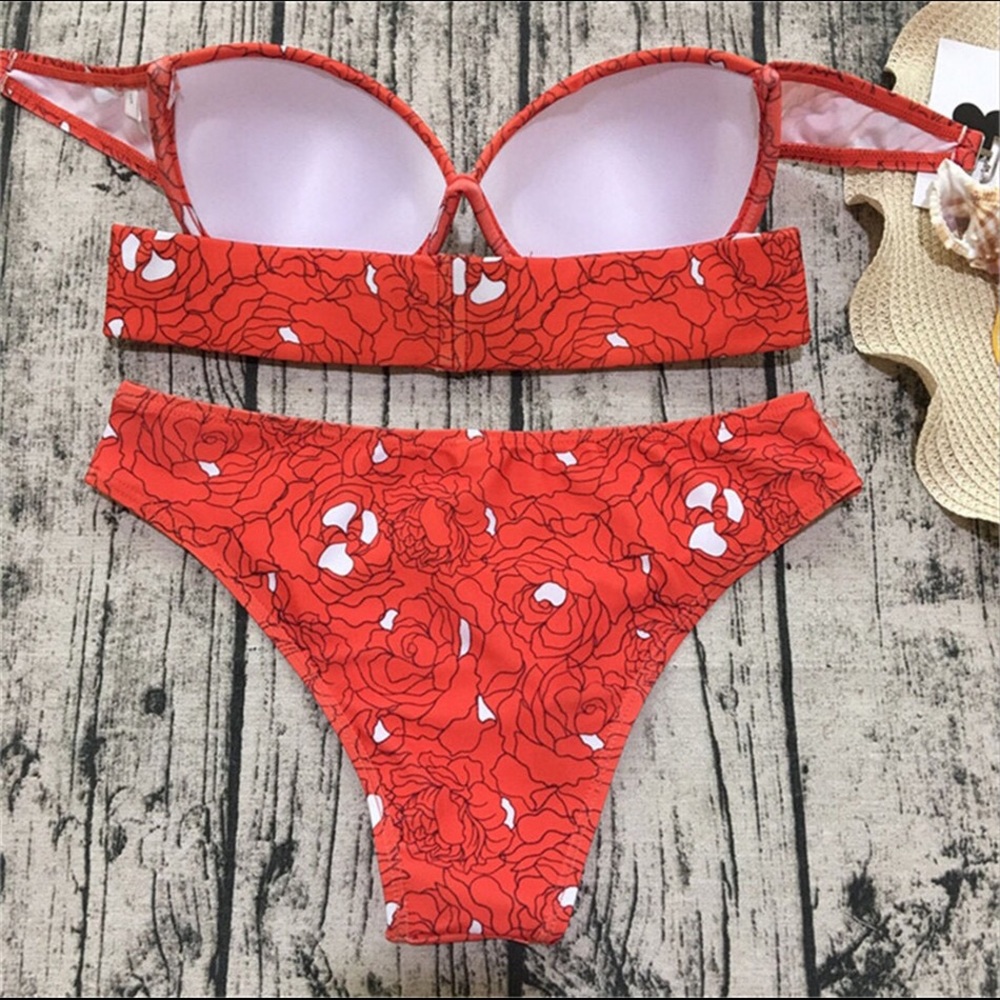 Red Floral Bikini Set - Picture 3 of 5